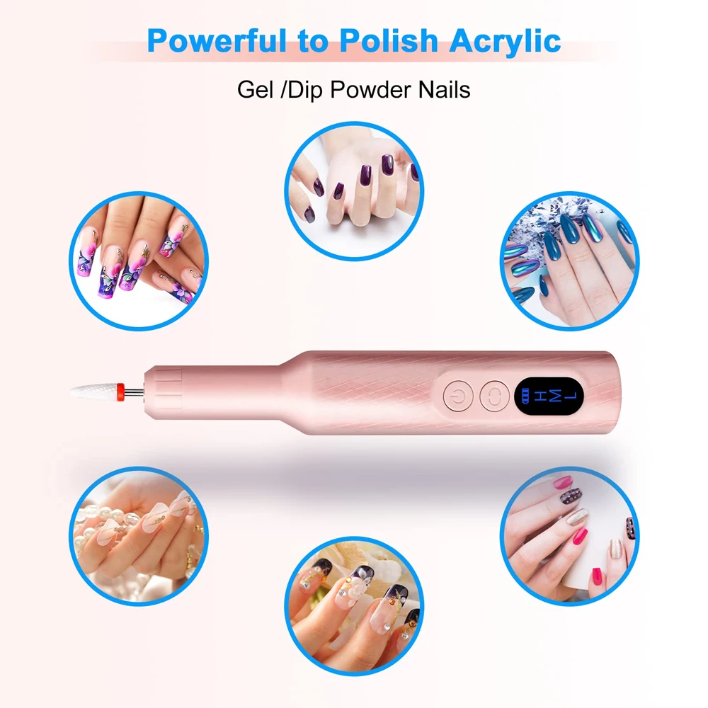 Wireless Nail Drill Machine Cordless Electric Nail Drill Nail File Portable Milling Cutter Manicure Sets Gel Polish Remover Tool