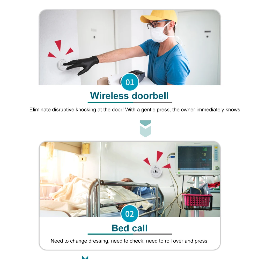 USB زر الاتصال في حالات الطوارئ 433MHZ باب ذكي الرنين مفتاح واحد إنذار لاسلكي جرس الباب في حالات الطوارئ التحكم عن بعد للمنزل