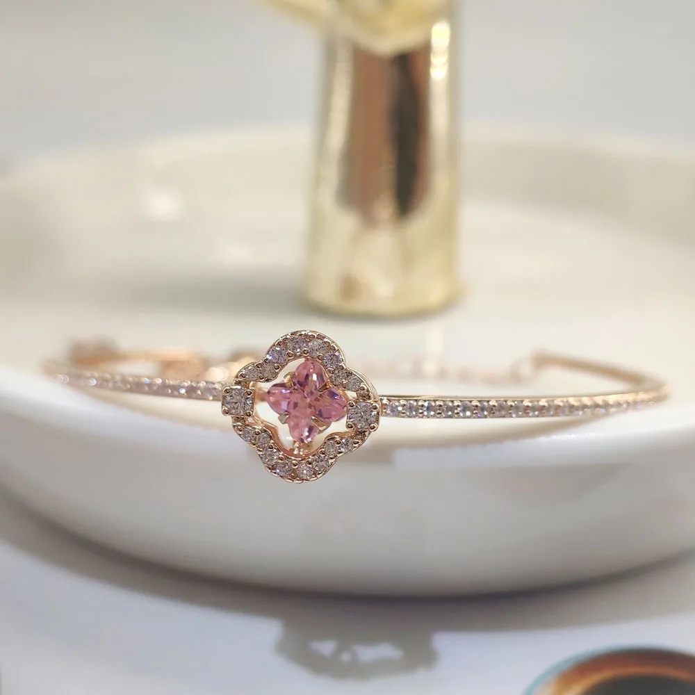 مجموعة مجوهرات أصلية فاخرة للنساء قلادة كريستالية للقفز وأقراط وسوار متحرك مجوهرات كريستال إكسسوارات رومانسية هدية