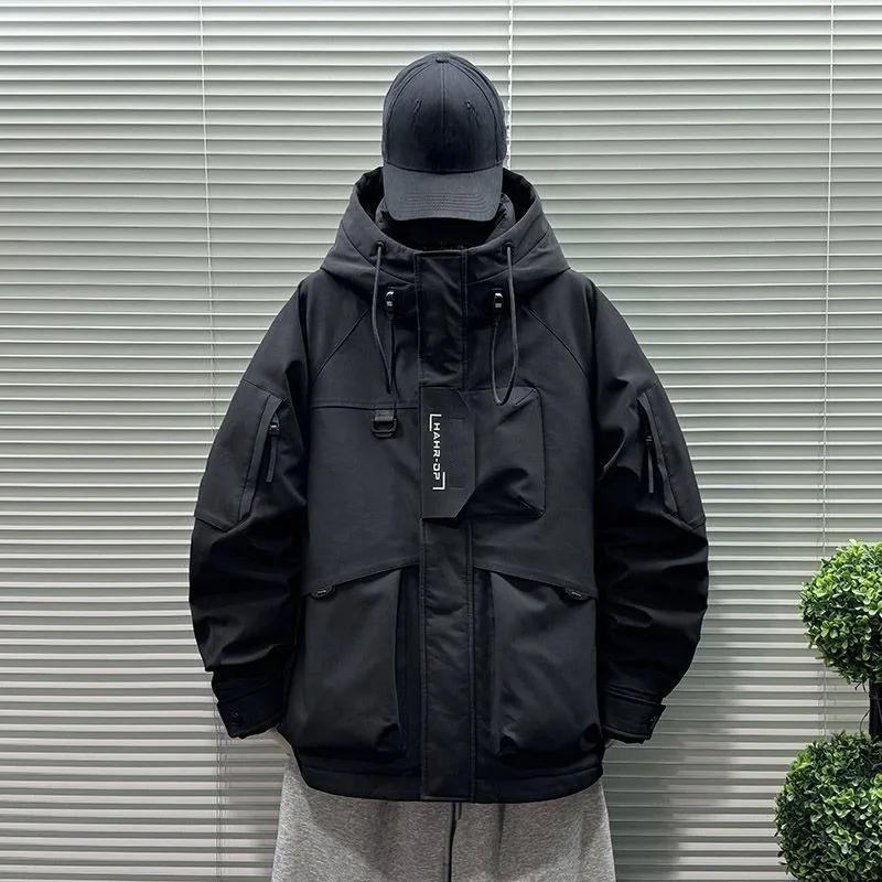 Jaket Pria Musim Dingin Terbaru Model Hoodie Longgar dan Tebal, Anti Angin untuk Aktivitas Luar Ruangan, Jaket Kerja Parker, Fashion Nyaman dan Hangat, Pakaian Pria