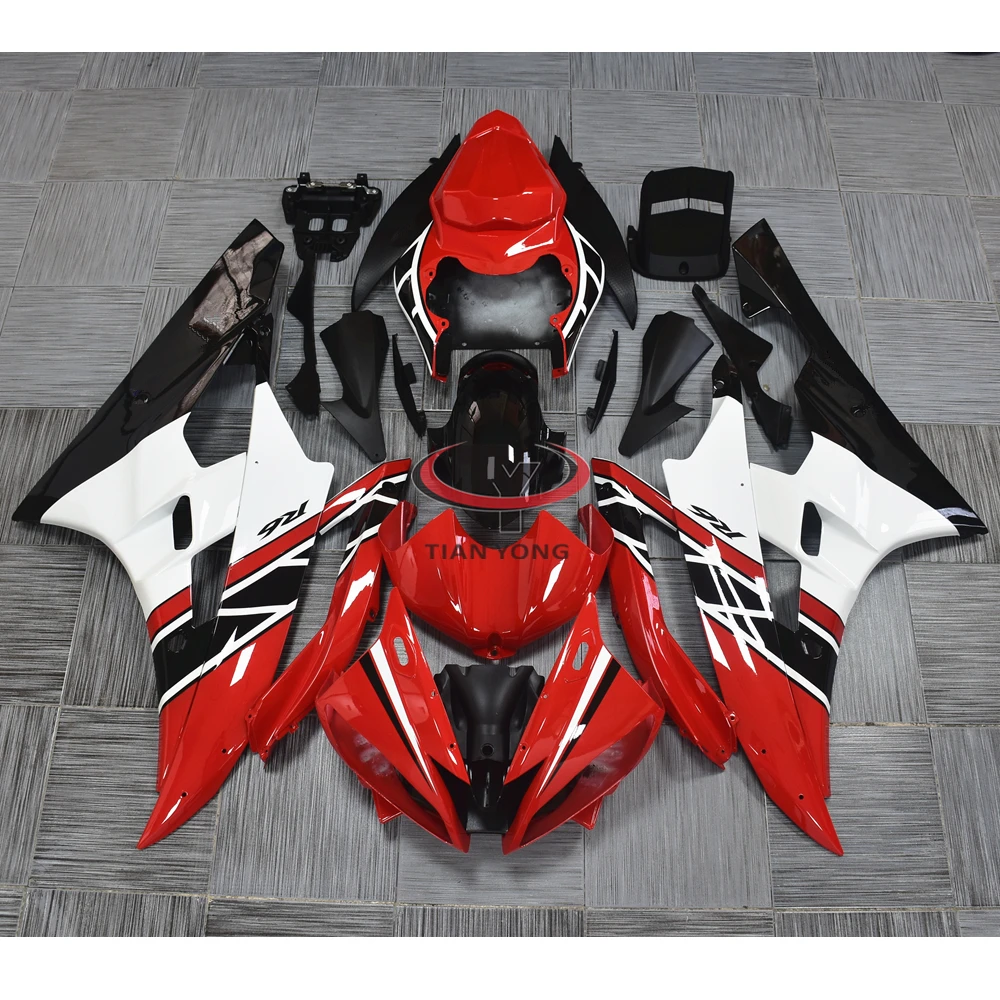 For Yamaha YZF 600 R6 2006 2007 Motorcycle Full Fairing Kits Bodywork Cowling Injection Molding Red white black printed stripes