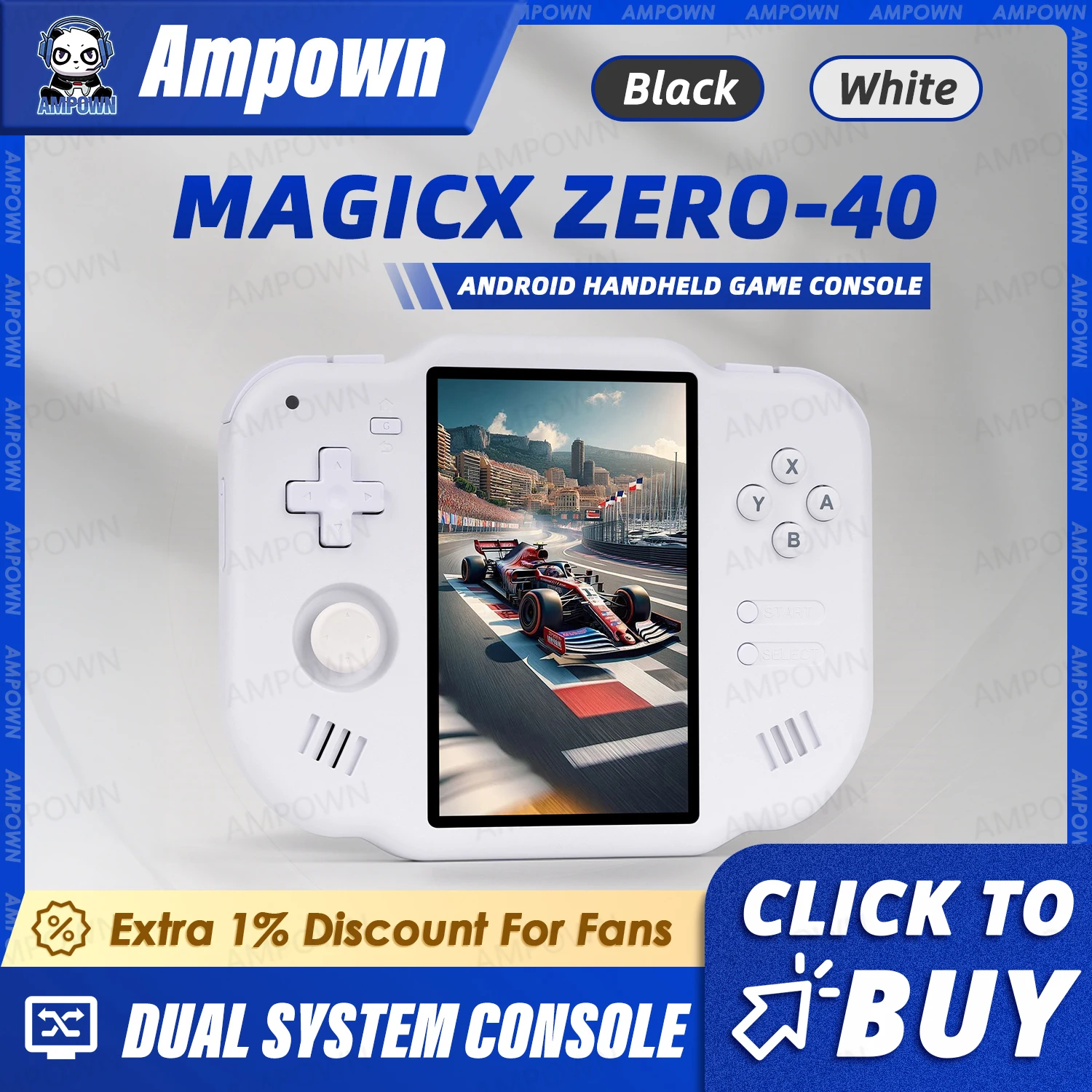 AMPOWN ZERO 40 Handheld Game Console 4'' IPS Multi-touch Screen Android A133P Magicx Zero40 WiFi Support Vibration Motor for NDS