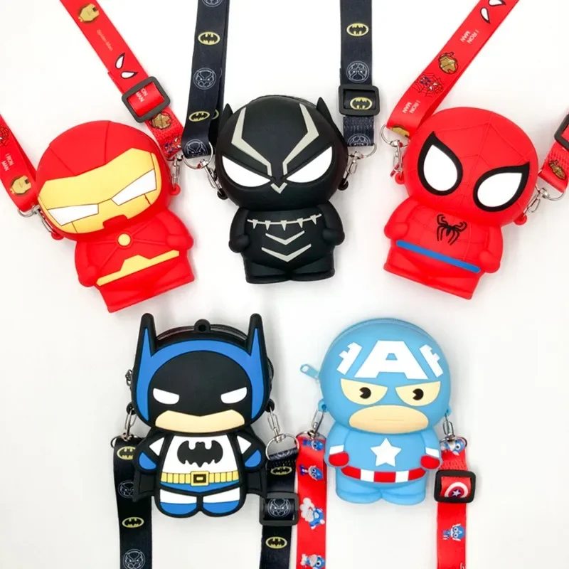 

Marvel Hero Silicone Shoulder Bag Cartoon SpiderMan Iron Man Crossbody Pack Mini Coin Purse Key Bag Childrens Birthday Gifts