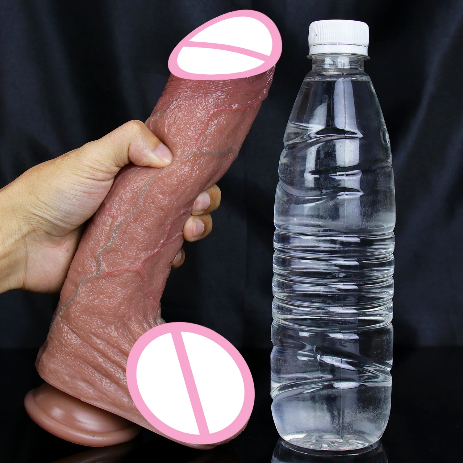 Consolador grande y suave realista para mujer, 2 colores, ventosa, pene masculino, masturbación para parejas, pene falso de silicona doble, juguete sexual Anal para adultos