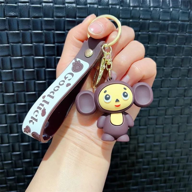 Anime Figure Cheburashkas Monkey Keychain Cartoon  Animal Doll Car Key Ring Backpack Pendant Decora Kid Education Xmas Gifts