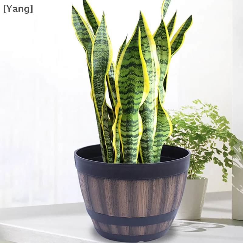 Bucket-liked Flower Pot Large Capacity Retro Planter For Home And Garden Resin European Retro Lotus Water Lily Pot