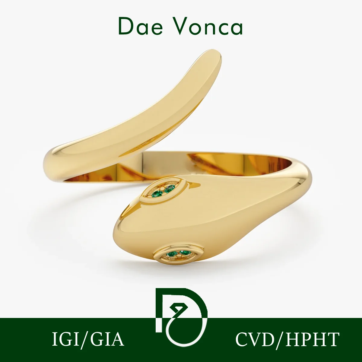 Round Cut Natural Emerald Snake Ring 9K/14K/18K Yellow Gold VS/VVS Natural Emerald Ring Fine Jewelry Anniversary Gift for Women
