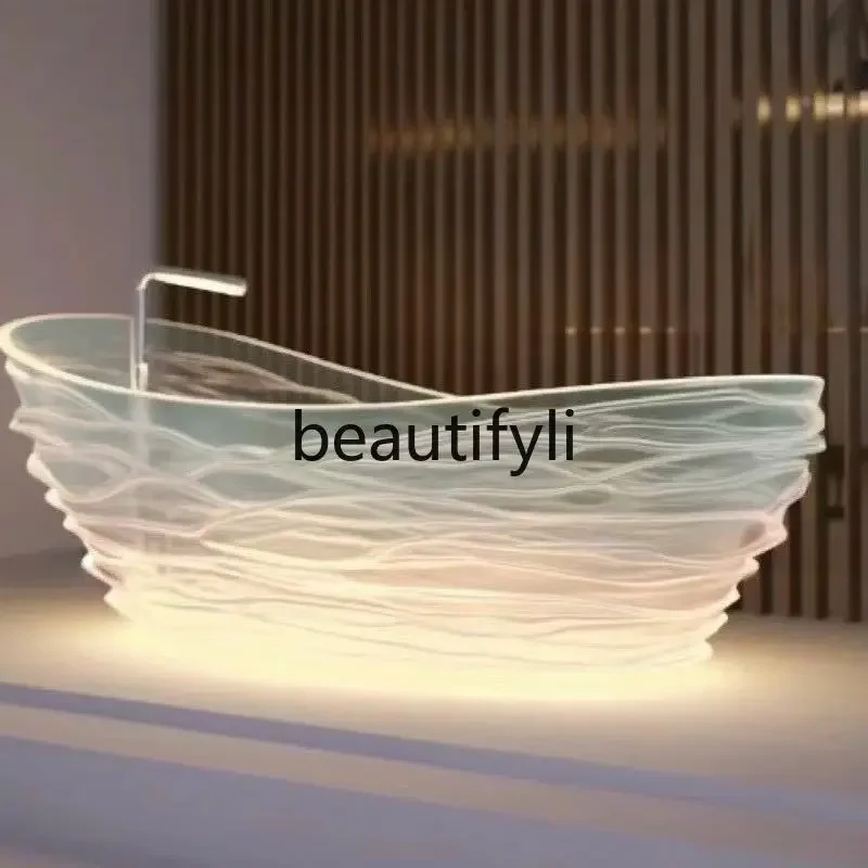 New transparent crystal resin bathtub water ripple color hotel villa bathtub independent integrated