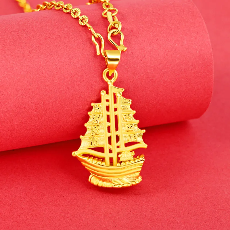 

Sail Ahead Smooth Sailing Boat Pendant For Men & Women 24K Gold AU999 | Bright future, smooth all the way