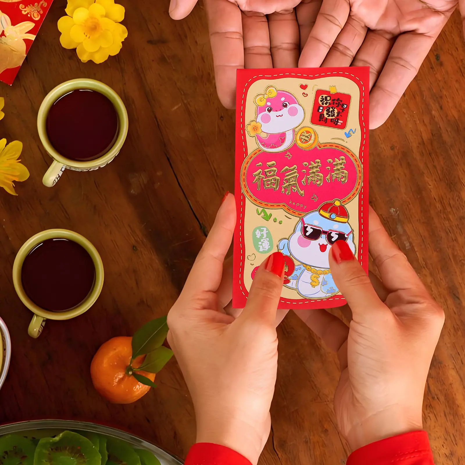 30Pcs Spring Festival Red Packets Cartoon Snake Pattern Sturdy Paper Money Envelope Large Capacity Traditional New Year Money