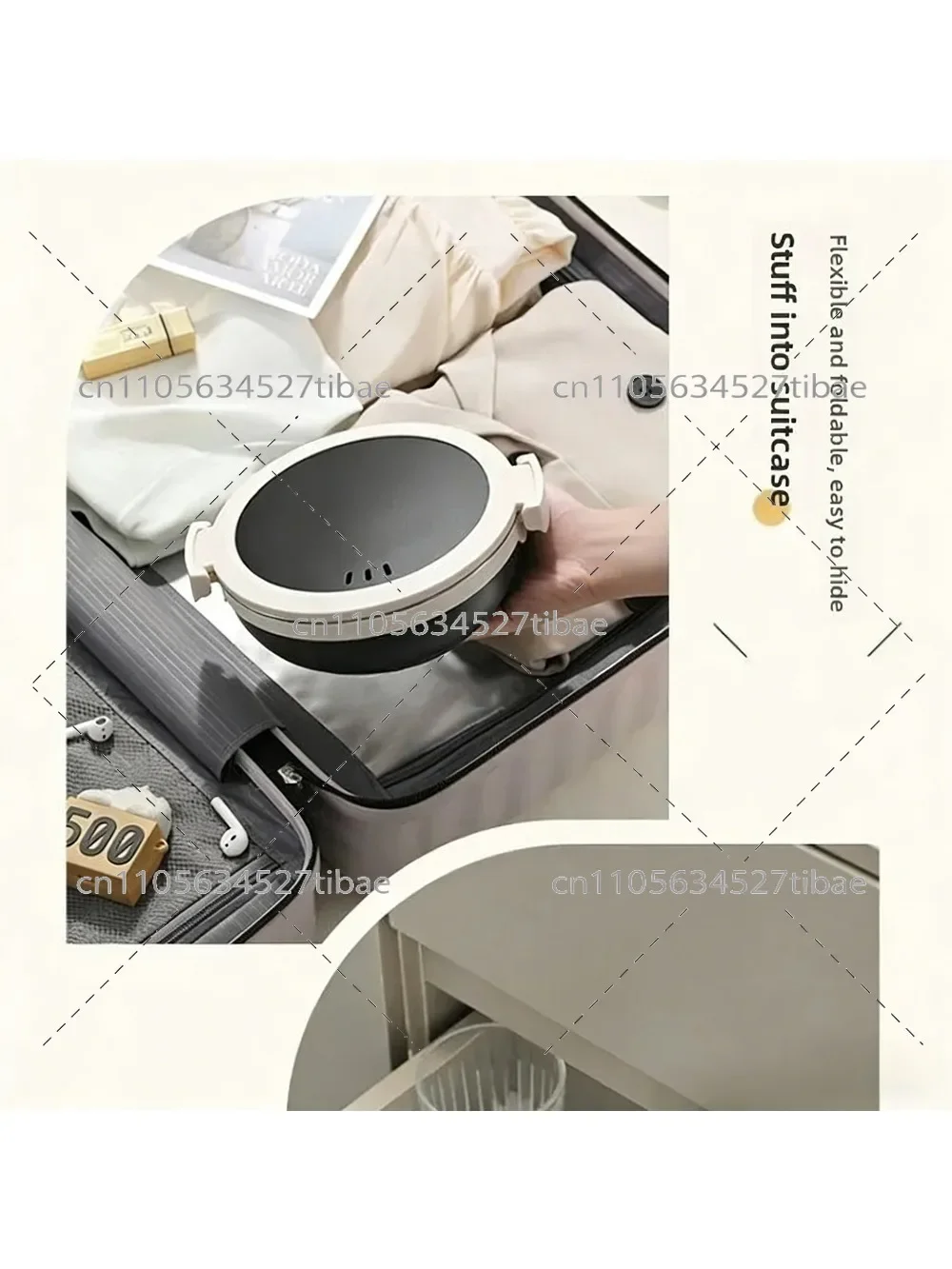 220V Electric Cooking Pot Portable Multi-Cooker Folded Rice Cooker Travel Hot Pot for Dormitory Use with Split Electrical Capabi
