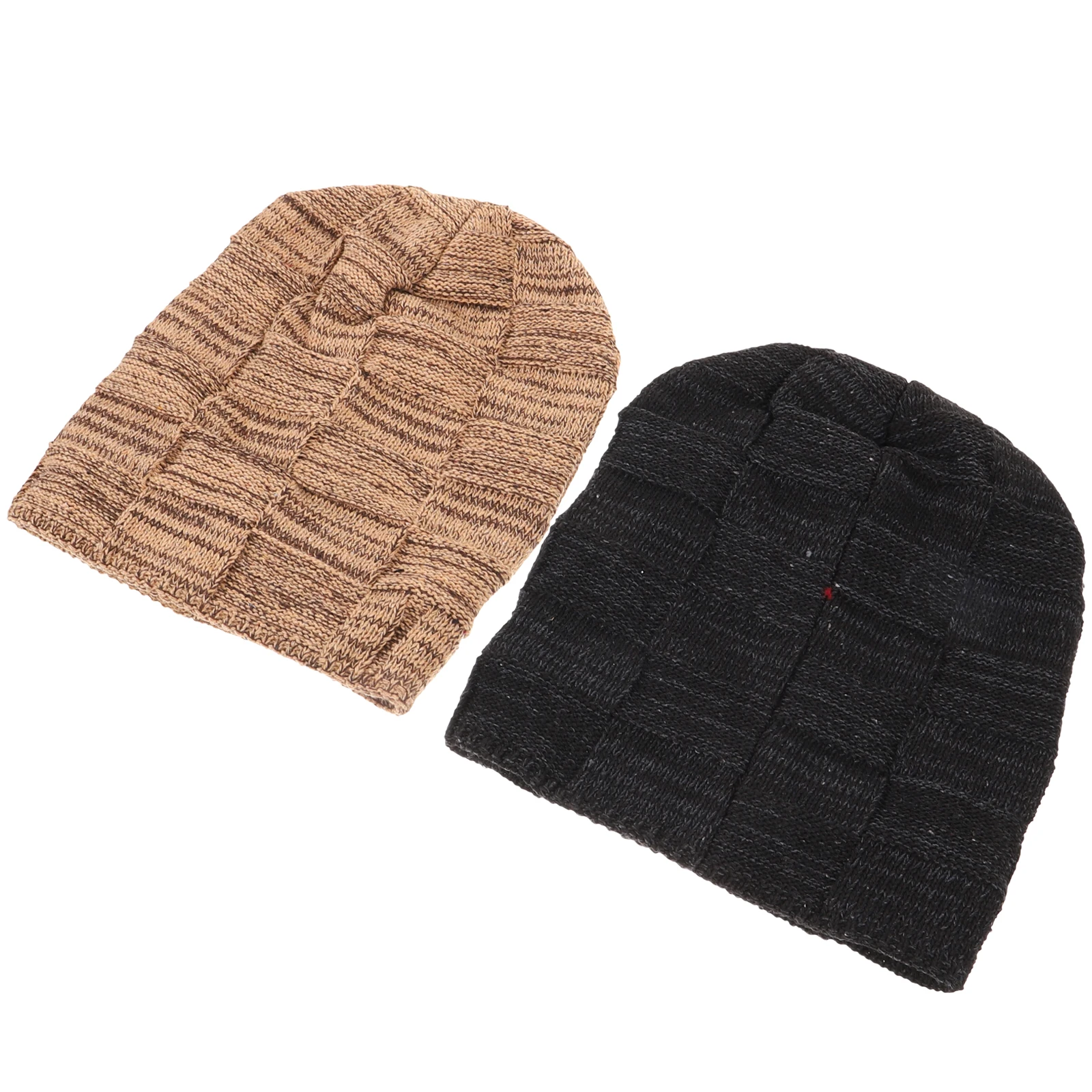 

2 Pcs Fleece Knitted Hat Hats for Men Mens Wool Cap Warm Men's Beanie Polyester (polyester Fiber) Knitting Man Funny