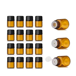 100pcs/lot 1ml 2ml 3ml 5ml Essential Oil Bottles Small Amber & Transparent Glass Sample Vials with orifice