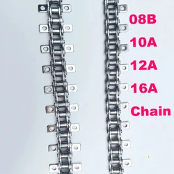 1PC 08B 304 Stainless Steel Double Bend Ear Drive Chain Industrial Roller Chain for Conveyor Transmission 12.7mm Pitch 1.5 Meter