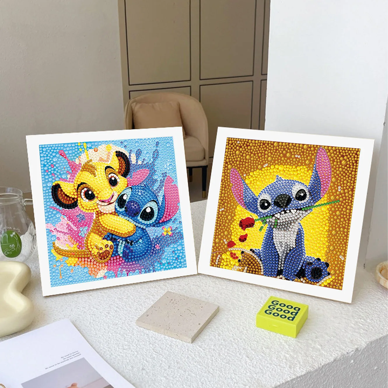 

Disney Cartoon Stitch&Angel 5D DIY Crystal Diamond Decorative Painting Cross Embroidery Kit Desktop Art Couple Handmade Gift