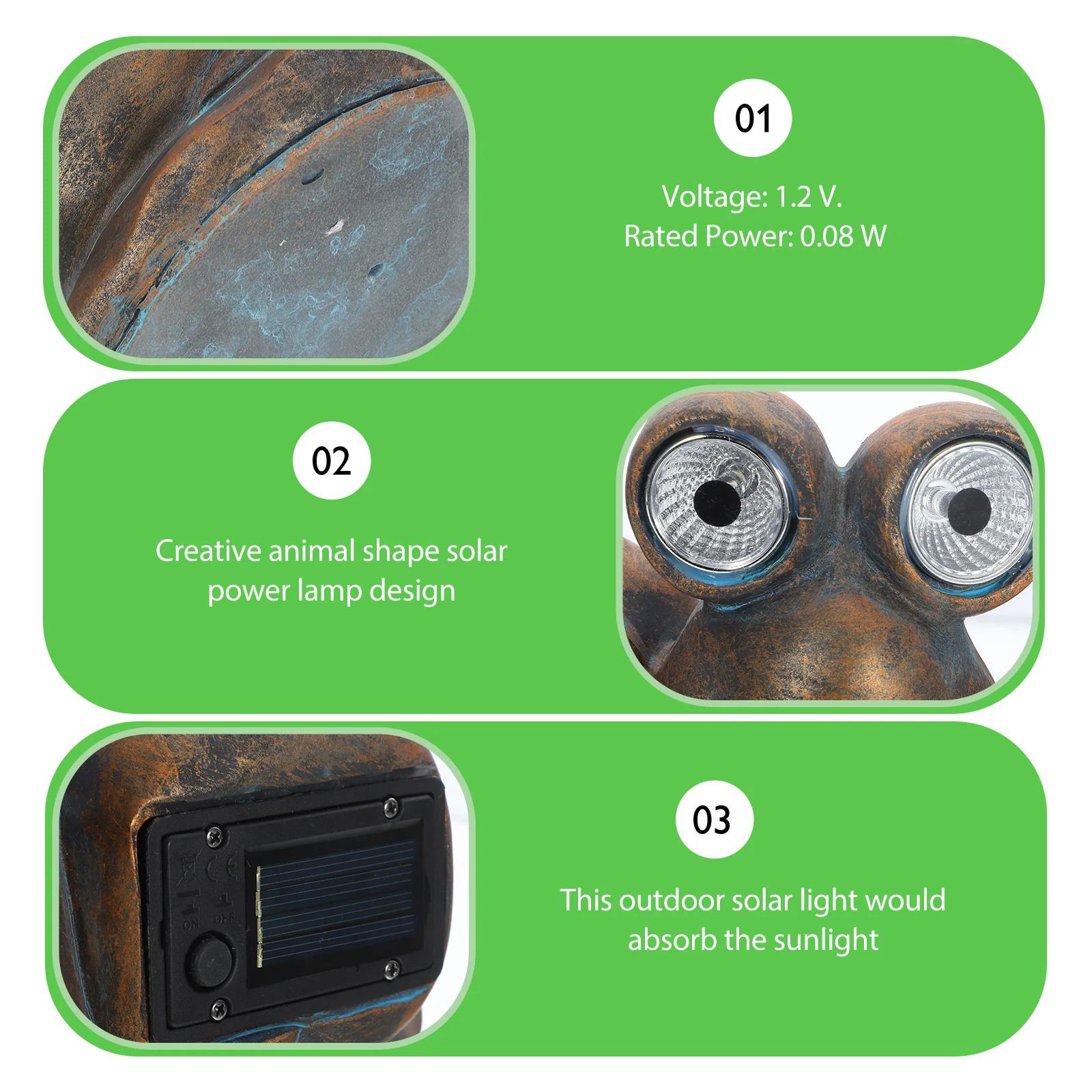 

1Pcs Solar Animal Shape Decorative Outdoor Lamp Snail Resin Cartoon Solar Powered Light Garden Waterproof Outdoor Light