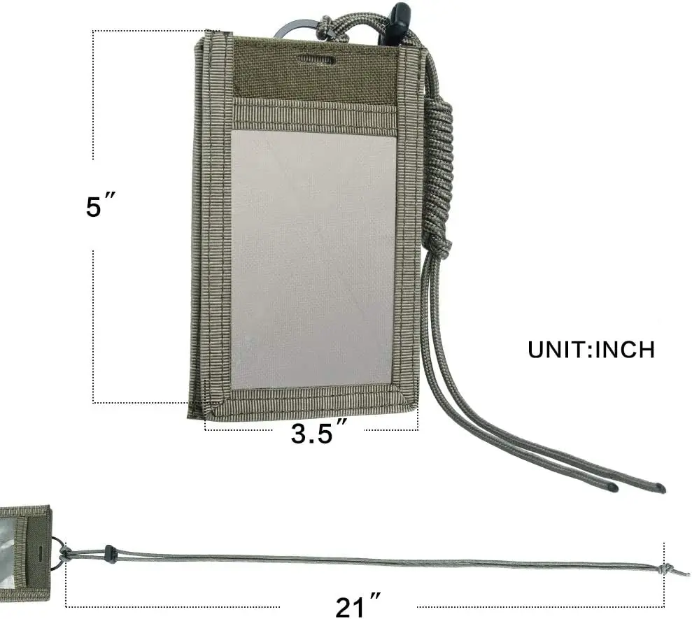 Tactical ID Card Holder Hook & Loop Patch Badge Holder Neck Lanyard Key Ring and Credit Card Organizer (Multicam)