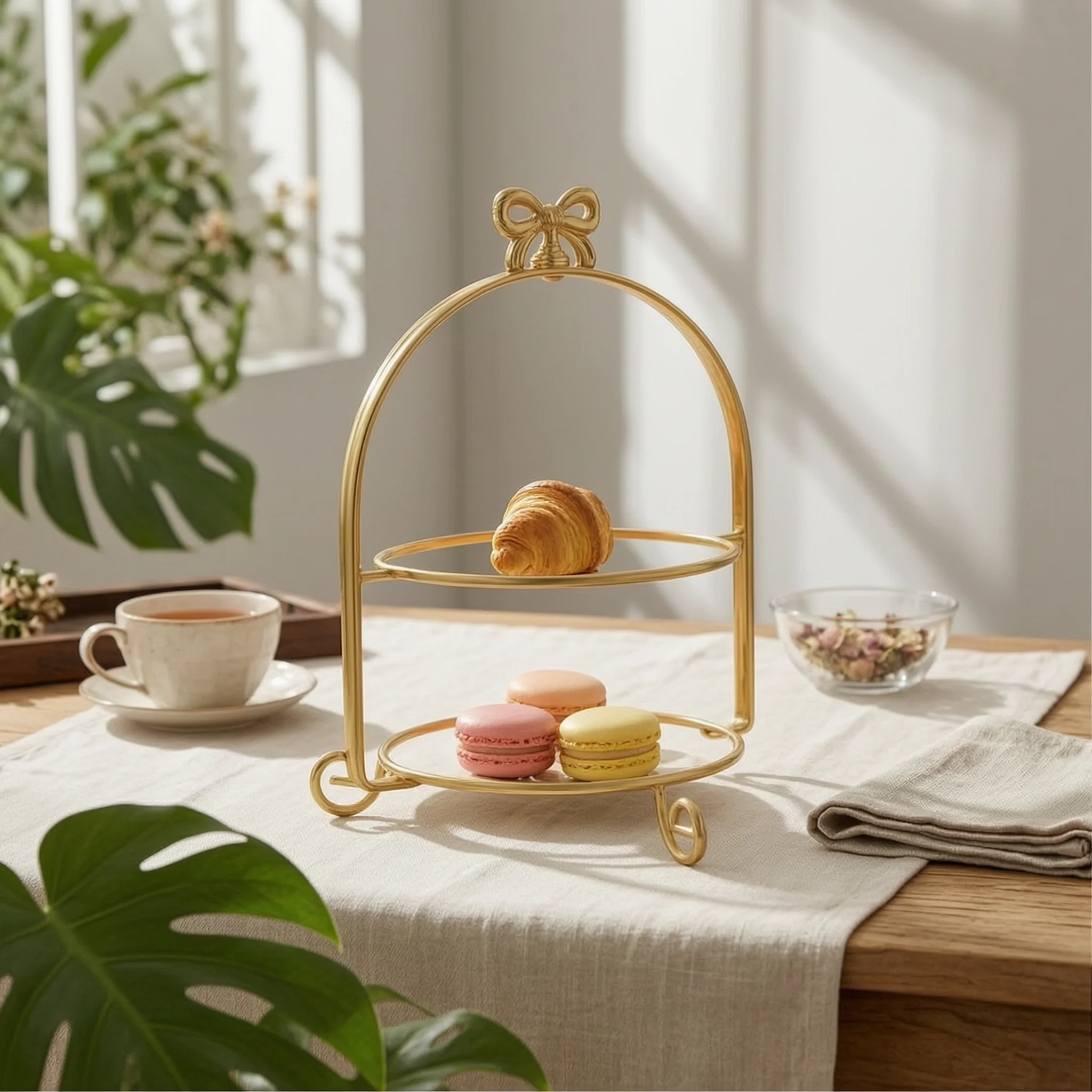 2-Tier Dessert Stand Exquisite Dessert Display Stand Cupcake Display Space-Saving Serving Tray Contemporary for Party Hosts