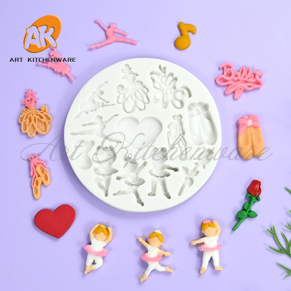 Ballet Girl Design Fondant Silicone Mold Soft Sweets Chocolate Mould Cake Decorating Tools DIY Resin Clay Model Kitchen Bakeware