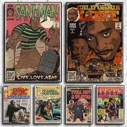 Comic Poster Aesthetic ASAP Rocky Nordic Music Album Hip Hop Rapper Manga Canvas For Wall Art Mural Room Decor