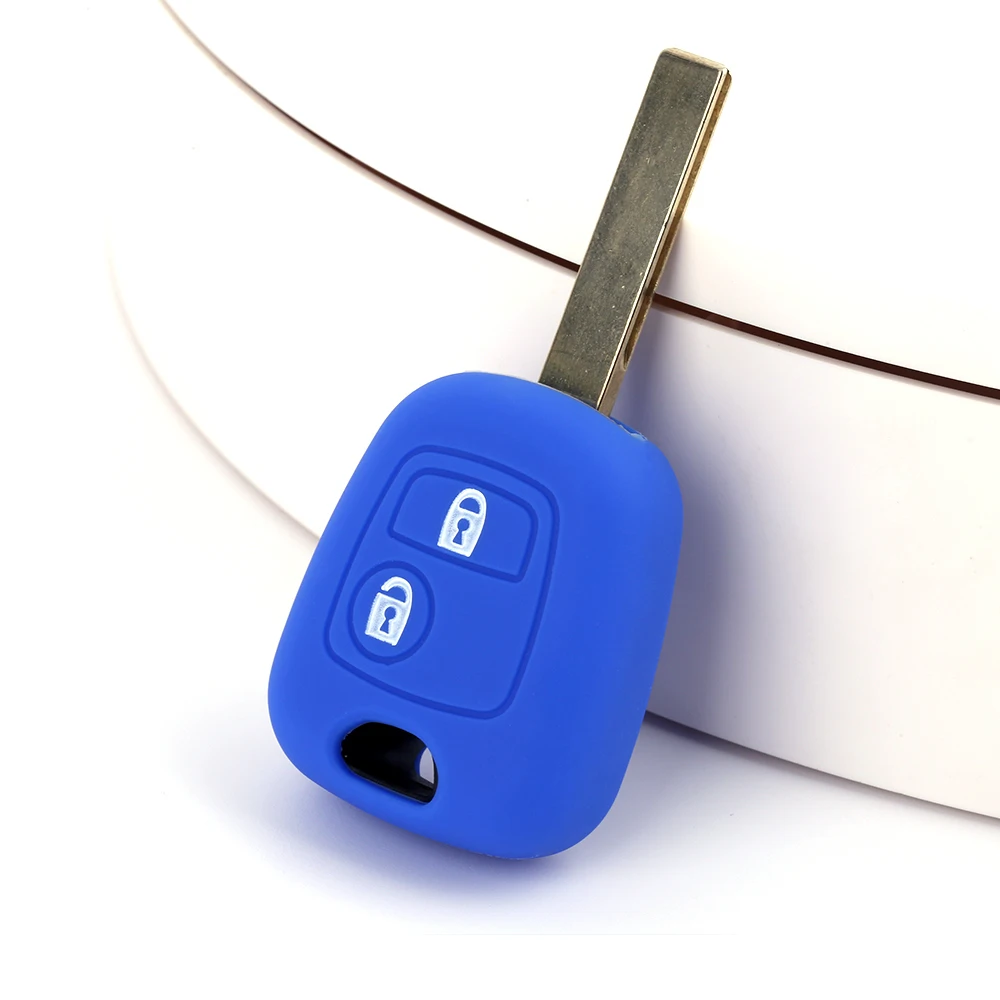 2 Buttons Silicone Case for Peugeot 107 206 307 207 408 for Citroen C2 C3 C4 Berlingo Xsara Picasso for Toyota Aygo Straight Key