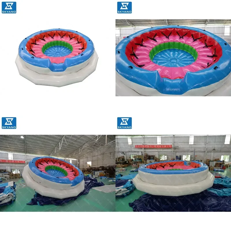Inflatable Towable Water Spinner Rotatable Rocking Gyro Water Toy for Sea Lake Beach Water Park Entertainment