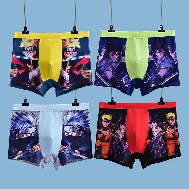 ناروتو شخصيات كرتونية جديد 4 قطعة الأطفال الصغار ملخصات للبنين أطفال سراويل داخلية للرجال الأولاد السروال الكرتون طباعة لينة ملابس داخلية للأطفال