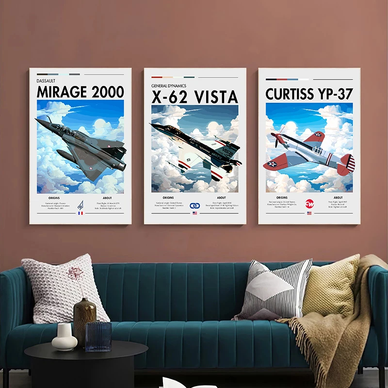 Carteles de avión de combate táctico, pintura en lienzo, minimalista, imágenes artísticas de pared, sala de estar, decoración del hogar, regalo