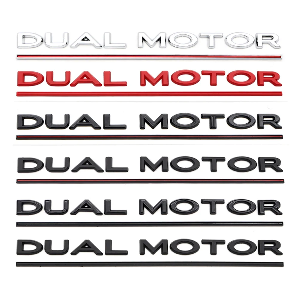 DUAL MOTOR Emblem For Tesla Model 3 Y S X Accessories Underlined Letters Logo Performance Badge Trunk Sticker Chrome 3D Decal