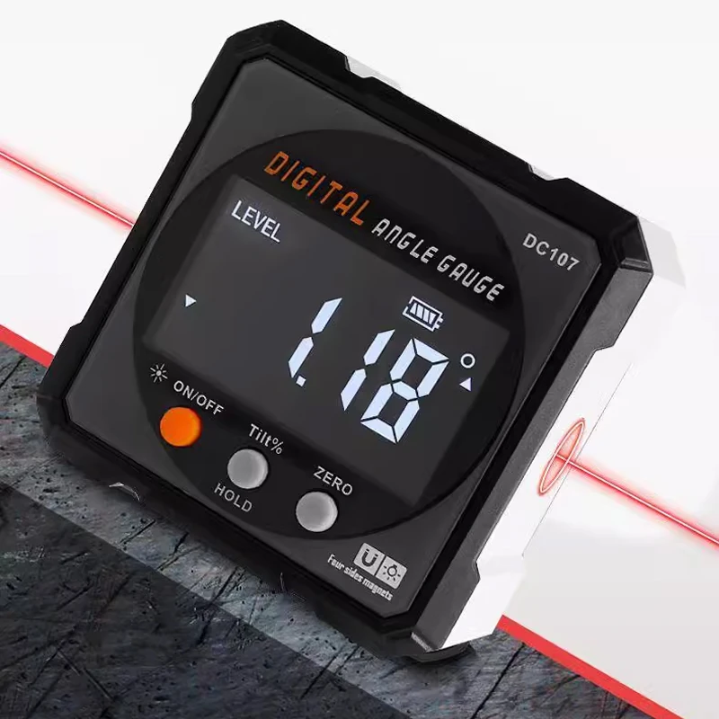 Digital Protractor Laser USB Inclinometer 360° Level Angle Finder High Precision Goniometer Magnet Tilt Measuring Tools
