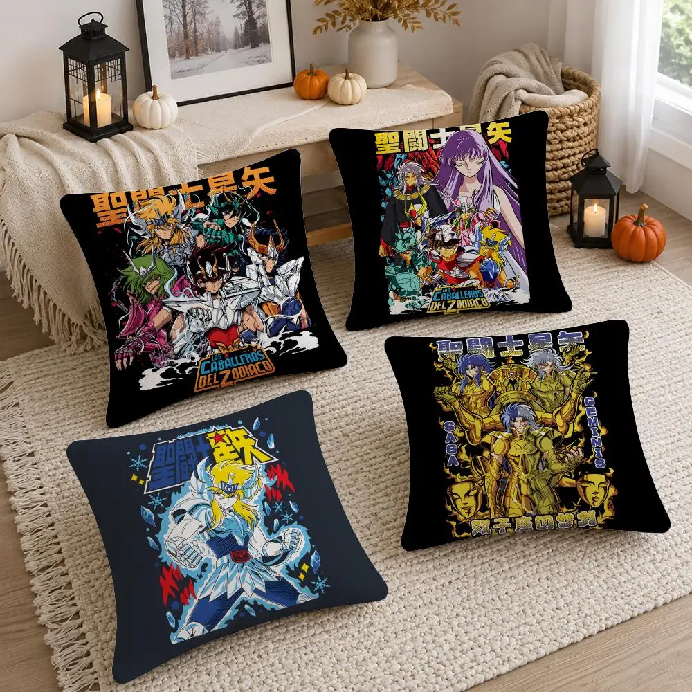 Anime Saint Seiya Cushion Cover Soft Fluffy Short Plush  Pillow Case Throw Decorative Cushion Covers for Sofa Bedroom Home Decor