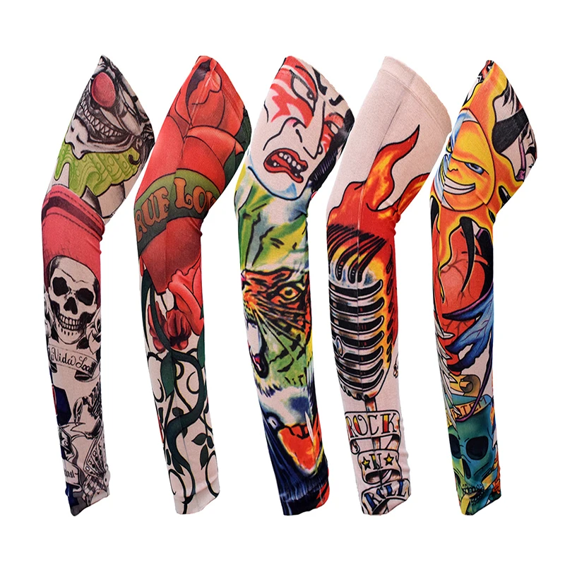 Summer Outdoor Riding Flower Arm Tattoo Sleeve sport Travel Fishing protezione solare Tattoo Sleeve Arm Guard For Men Women