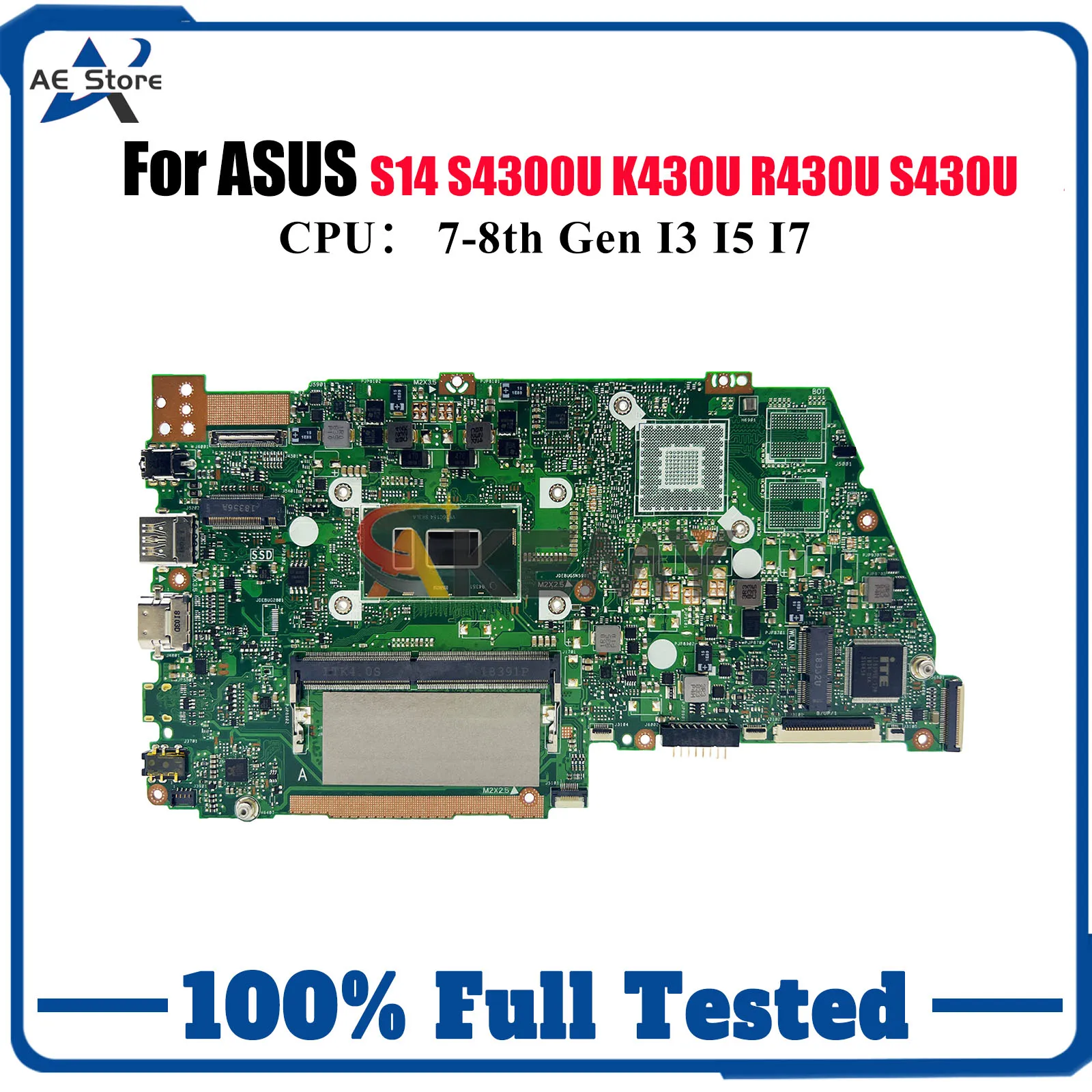

X430UN Материнская плата для ноутбука ASUS VivoBook S14 S430U X430UA R430U X430UN V430U K430U S4300U X430U Материнская плата с процессором I3 I5 I7