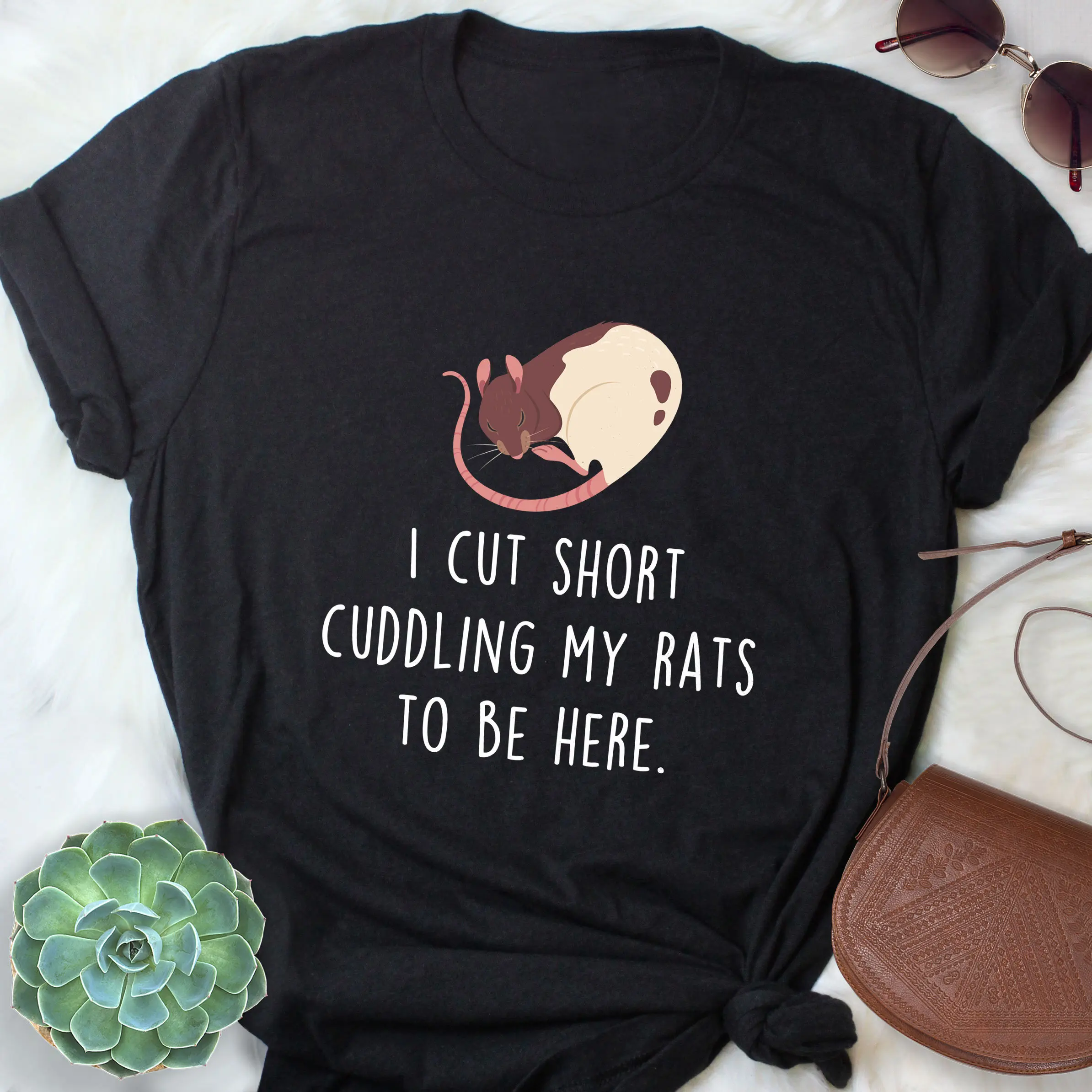 Rat T Shirt Funny Lover Cute Pet Tops Mom Dad Rattie Hooded Pocket