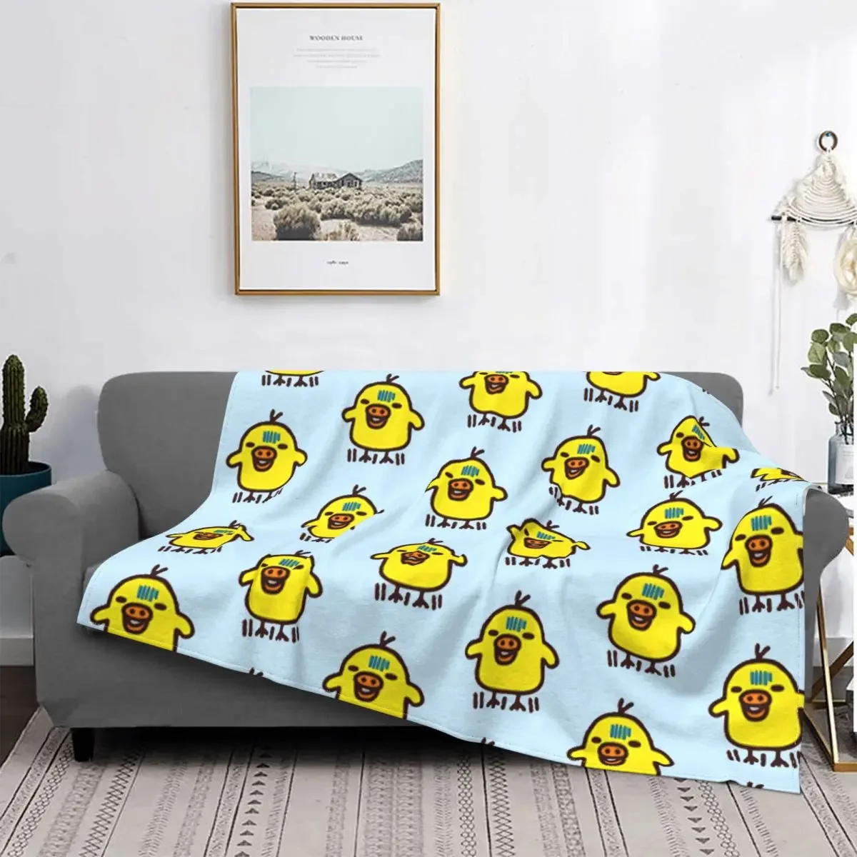 Kiiroitori Baby Chick Funny Meme Blankets Flannel Printed Rilakkuma Cute Portable Throw Blankets for Bedding Car Rug Piece