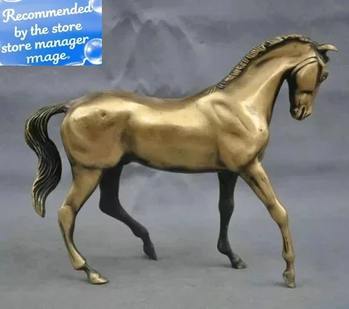 

10" Bronze Horse Statue Fengshui Good Luck Decoration Art Sculpture for Home Garden