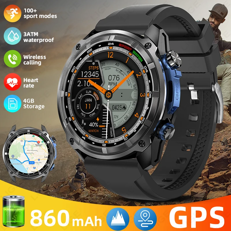 

LIGE New GPS Smart Watch Men Offline Maps Outdoor Compass Altimeter Barometer Bluetooth Call Men Smartwatch For Swimming Hiking