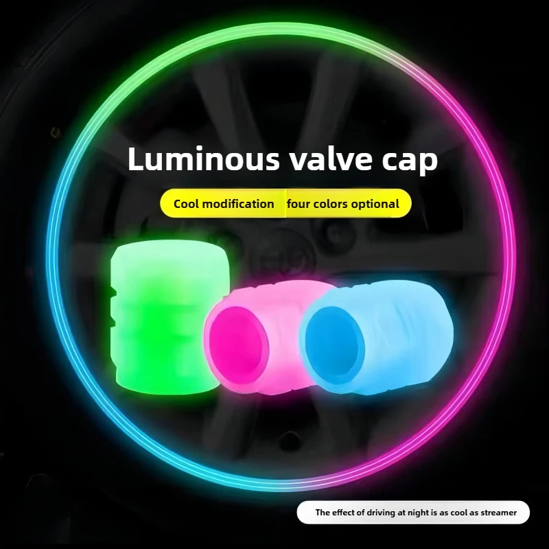 4-16PCS Luminous Car Tire Valve Cap Fluorescent Night Glowing Decor Motorcycle Bike Wheel Nozzle Dustproof Tyre Valve Stem Caps