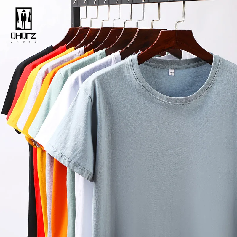 12 Color Oversized Heavyweight T Shirt for Men Summer Short Sleeve Tee 100% Cotton Plain Top Casual Men\'s Clothing