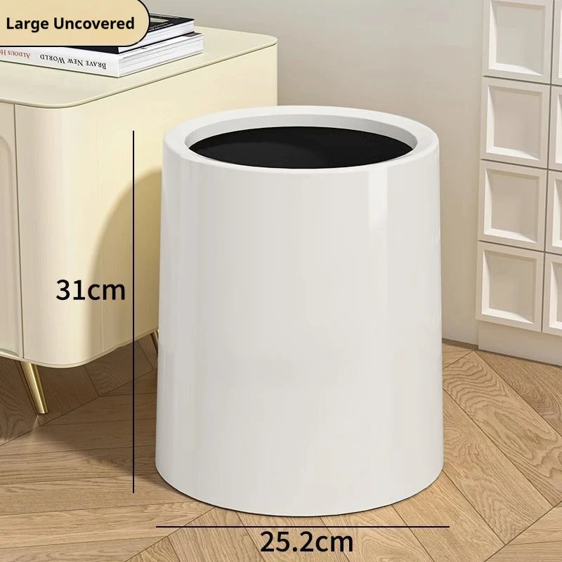 Double Layer Trash Can Household Bathroom Round Cylinder Rubbish Box Living Room Bedroom Kitchen Office Toilet Waste Collector