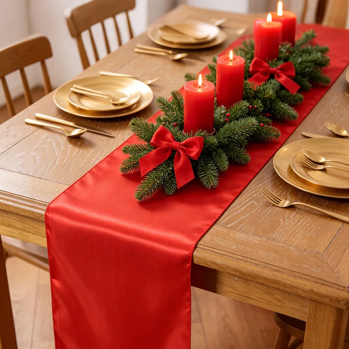 Satin Table Runner 108 Inch 2.75M Luxury Smooth Modern Coffee Dining Wedding Banquet Christmas Home Party Table Decoration