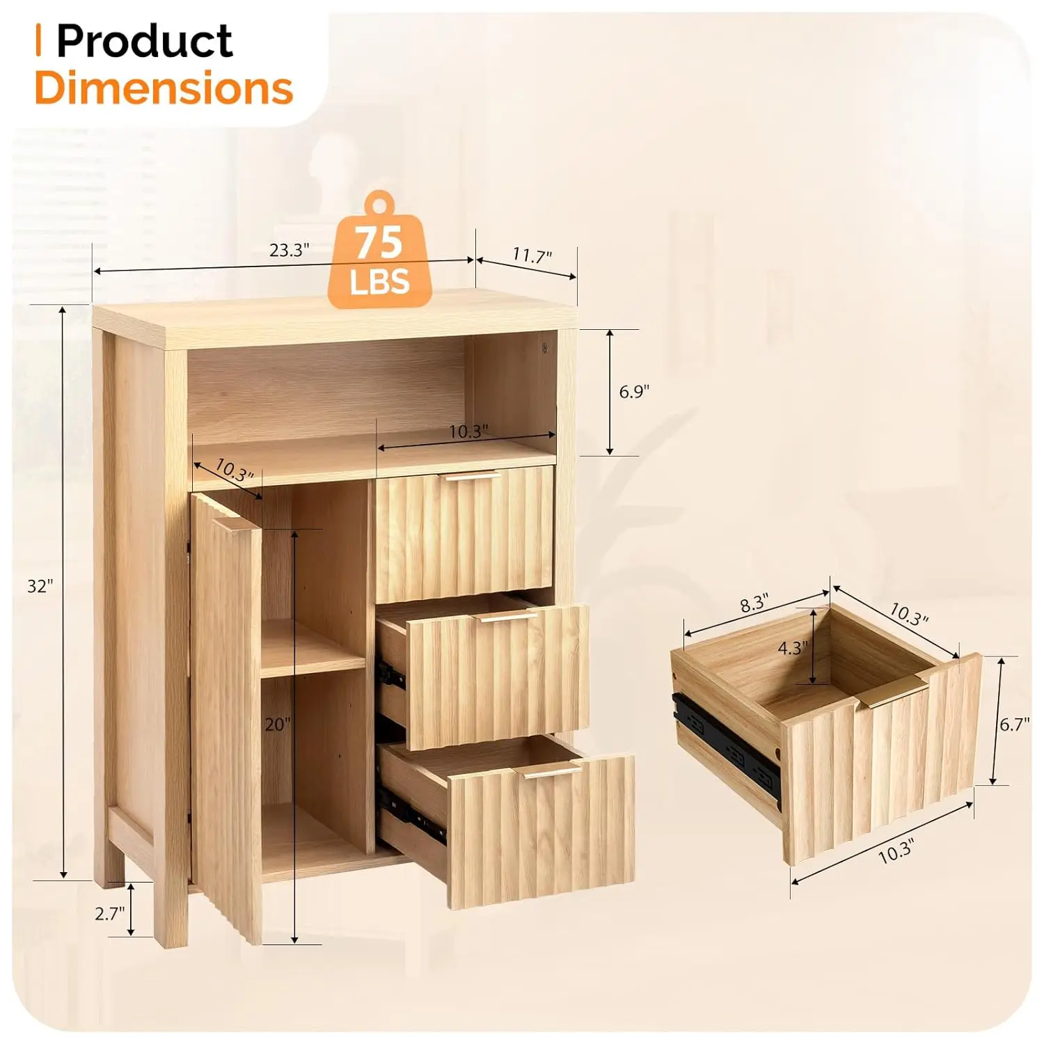 Fluted Bathroom Storage Cabinet 2
