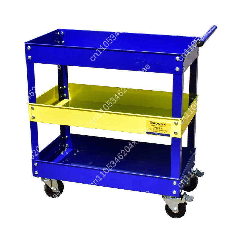 Multifunctional 3-Layer Tool Trolley, Rolling Workshop Cart for Automotive Repair, Mobile Parts & Equipment Organizer