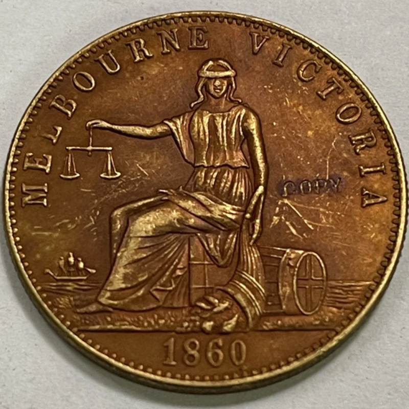 

1860 Australia-Colonial 1/2 Penny Victoria Copper Token Copy