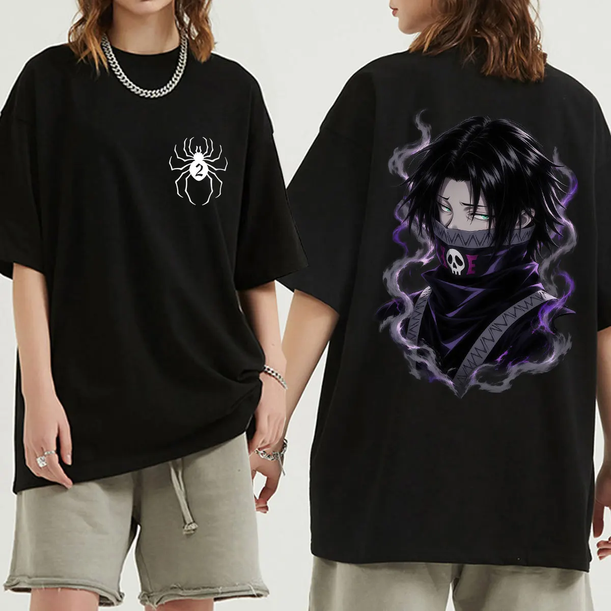 Japan Anime Hunter X Hunter Feitan Graphic T-Shirt Manga Harajuku Vintage Cartoon T Shirts Men Women Oversized Cotton Tees Male