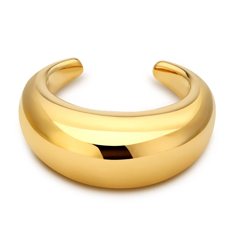 IVOG Circular Smooth Surface Design Bracelet For Women Yellow Gold Color Cuff Bracelet Fashion Jewelry