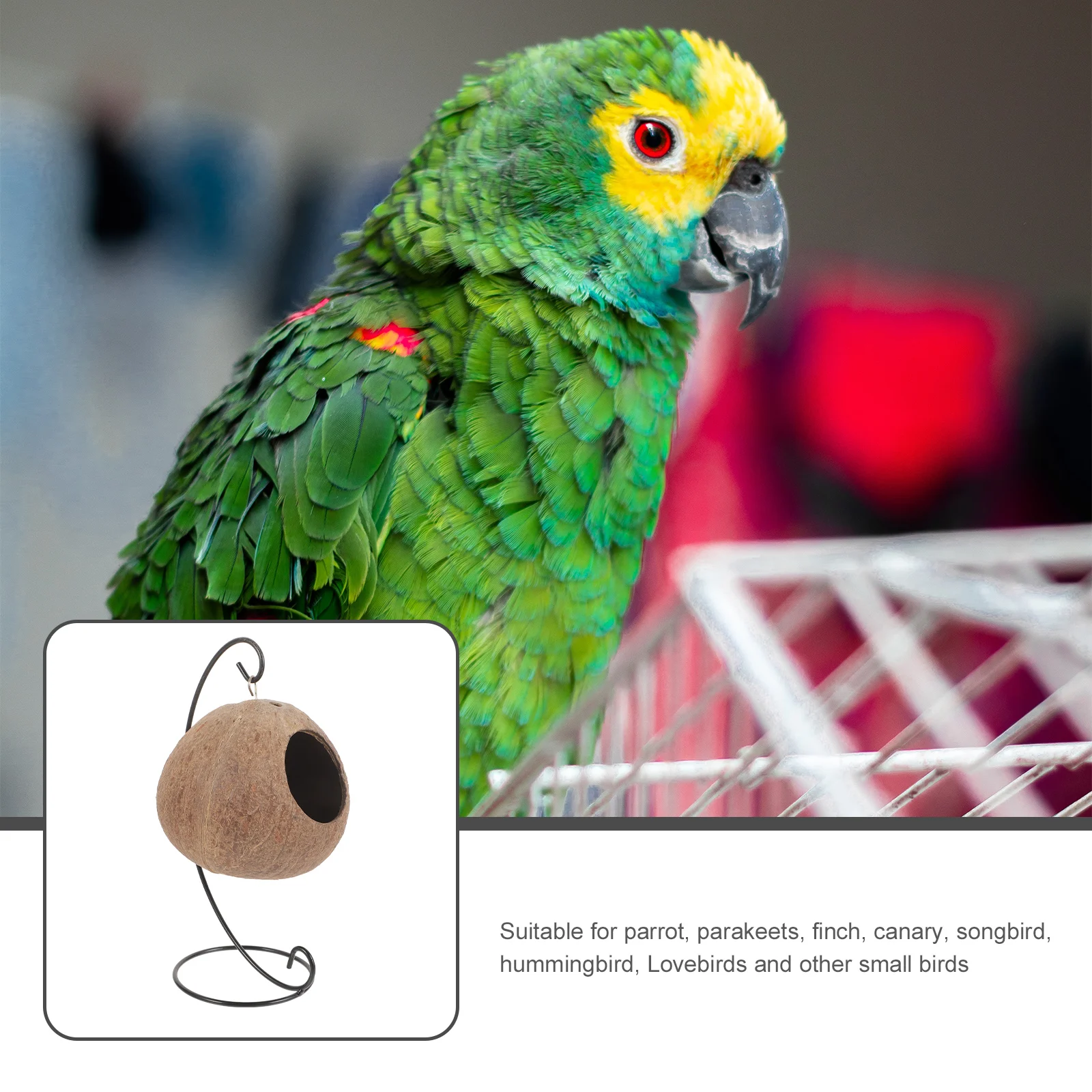 

1 Set Coconut Shell Bird Breeding Nest For Parrot Cage Hanging Nesting Bed Small Birds Lightweight Sleeping House Easy Carry