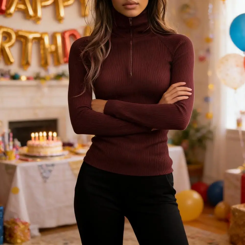 

Autumn Winter Blouse Shirts Women Zipper V-Neck Striped Shirts Long Sleeve Tops Fashion Female Tee Street Clothes