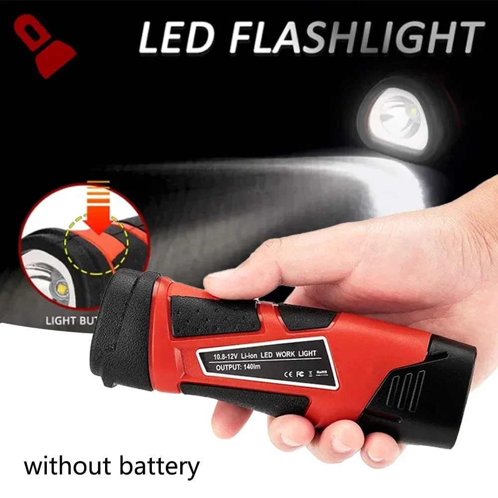 

Ручной светодиодный фонарик, перезаряжаемая лампа, вспышка для Milwaukee M12, 10,8 В, 12 В, литий-ионный аккумулятор (без аккумулятора)