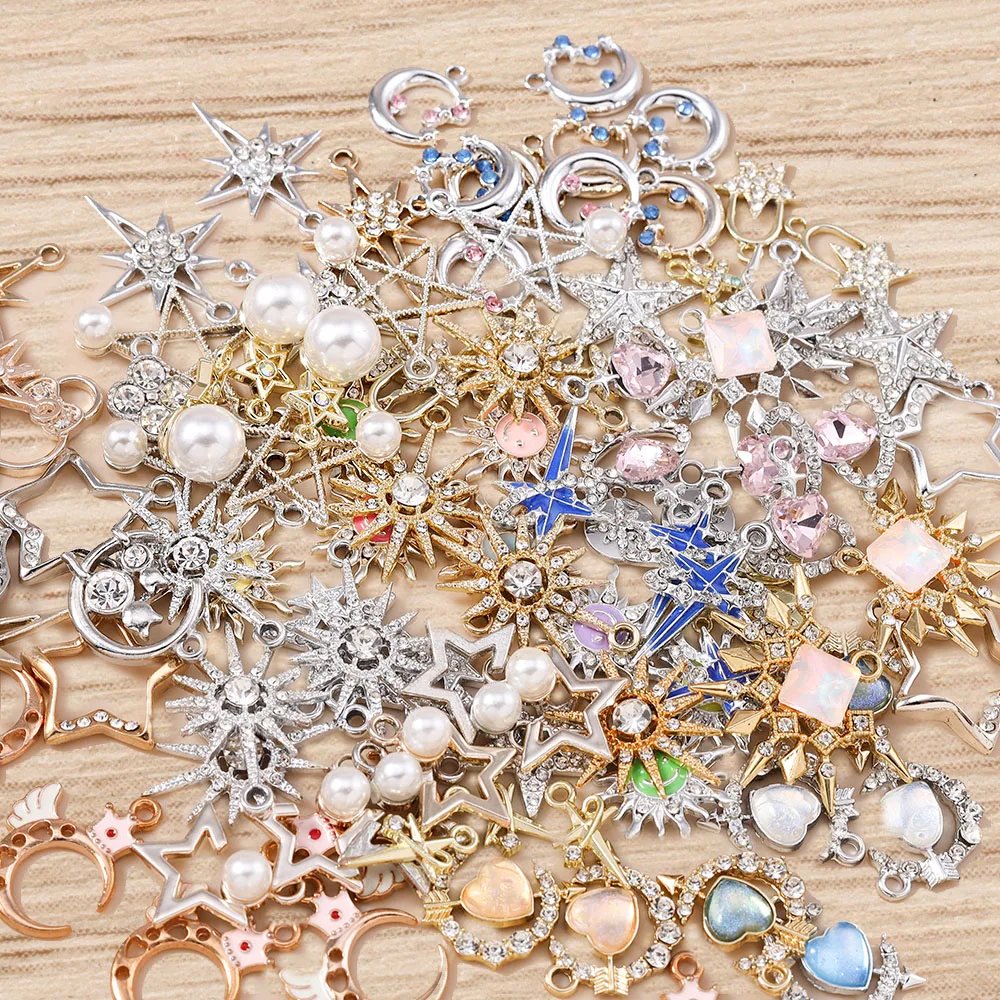 Tusember 10 Stück niedliche, brillante, klare Kristall-Sterne-Anhänger für die Schmuckherstellung, Ohrringe, Halsketten, DIY-Zubehör – Detail 2